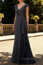 Steel Grey Mermaid Ruffle Chiffon Mother of The Bride Dress