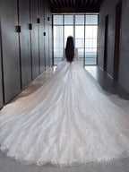 Strap Waist Pearl Sweetheart Collar Tulle Wedding Dress With Lace Elegant Beautiful