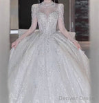Strap Waist Pearl Sweetheart Collar Tulle Wedding Dress With Lace Elegant Beautiful