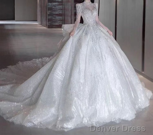 Strap Waist Pearl Sweetheart Collar Tulle Wedding Dress With Lace Elegant Beautiful Main image