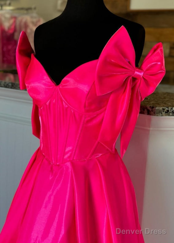 Strapless A Line Long Prom Dresses with Bow