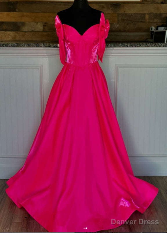 Strapless A Line Long Prom Dresses with Bow Main image