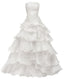 Strapless A Line Ruffle Long Prom Dress Layered Wedding Dresses