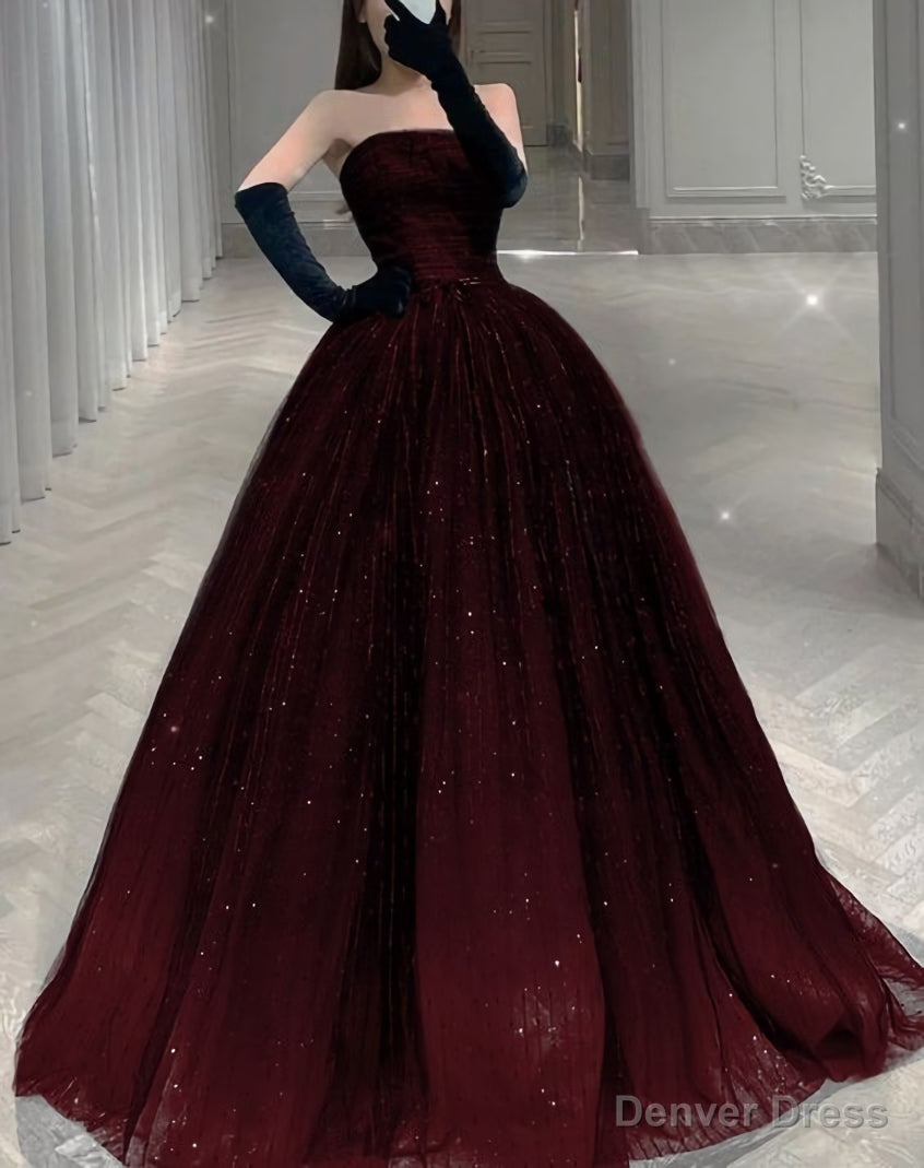Strapless A Line Tulle Prom Dress,Chic Prom Dresses Secondary image