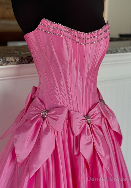 Strapless Ball Gowns Long Prom Dresses with Beading and Bow Secondary image