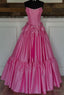 Strapless Ball Gowns Long Prom Dresses with Beading and Bow