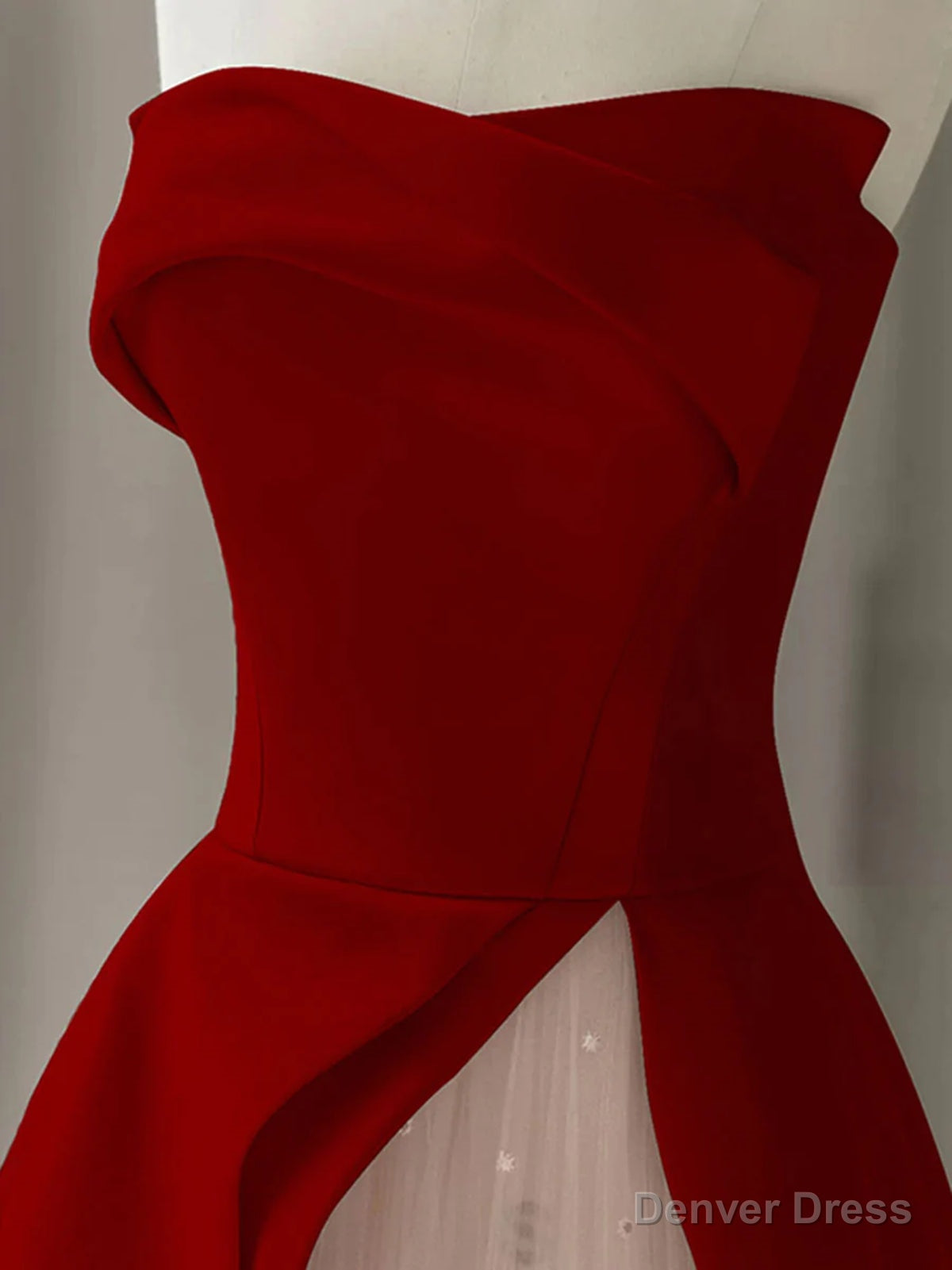 Strapless Burgundy Long Prom Dress, Strapless Burgundy Long Prom Dresses