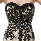 Strapless Lace Appliqued Chiffon Asymmetrical Prom Dresses