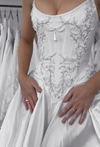 Strapless Lace Satin White Vintage Wedding Dresses,