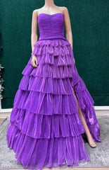 Strapless Long Prom Dress With Ruffle Skirt