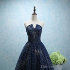 Strapless Long Tulle Ball Gown Prom Dresses With Sequins