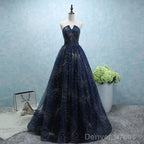 Strapless Long Tulle Ball Gown Prom Dresses With Sequins
