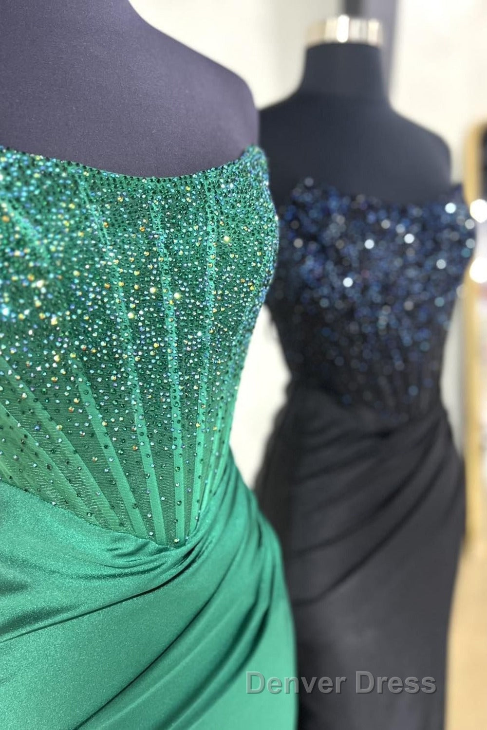 Strapless Mermaid Beaded Long Prom Dresses With Slit Secondary image