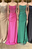 Strapless Mermaid Beaded Long Prom Dresses With Slit