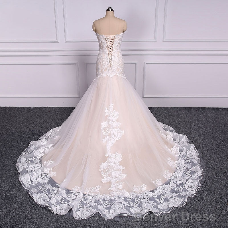 Strapless Mermaid Lace Wedding Dresses Trumpet Bride Dress Secondary image