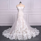 Strapless Mermaid Lace Wedding Dresses Trumpet Bride Dress