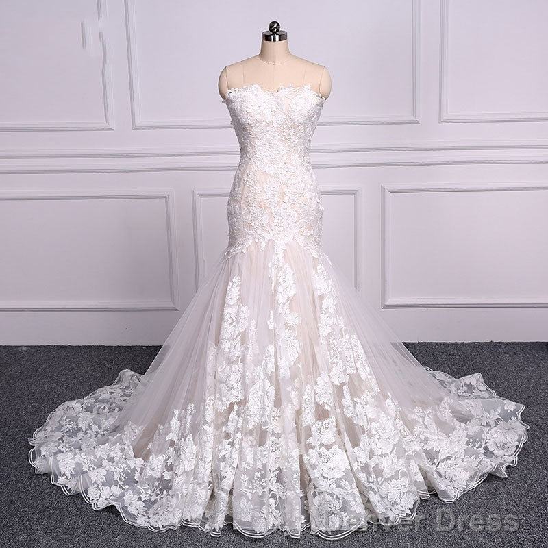 Strapless Mermaid Lace Wedding Dress Trumpet Bride Dresses Main image