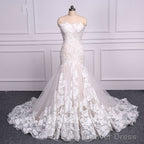 Strapless Mermaid Lace Wedding Dress Trumpet Bride Dresses