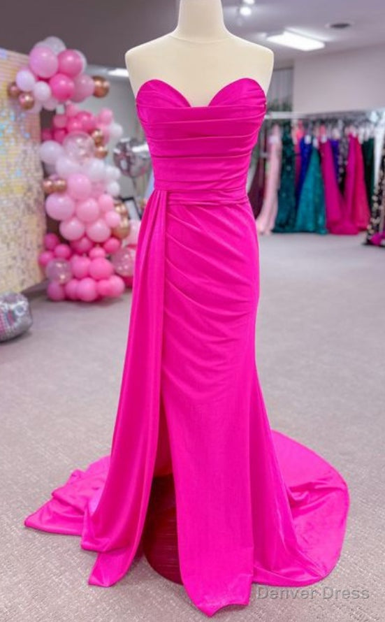 Strapless Mermaid Long Prom Dresses with Skirt Slit Main image