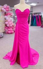 Strapless Mermaid Long Prom Dress with Skirt Slit