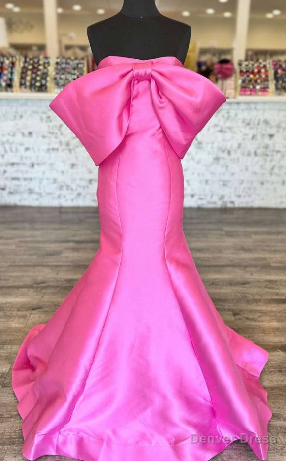 Strapless Mermaid Long Prom Dresses with Bow Main image