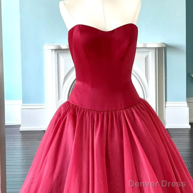 Strapless Open Back Red Long Prom Dresses Secondary image