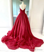 Strapless Open Back Red Long Prom Dresses
