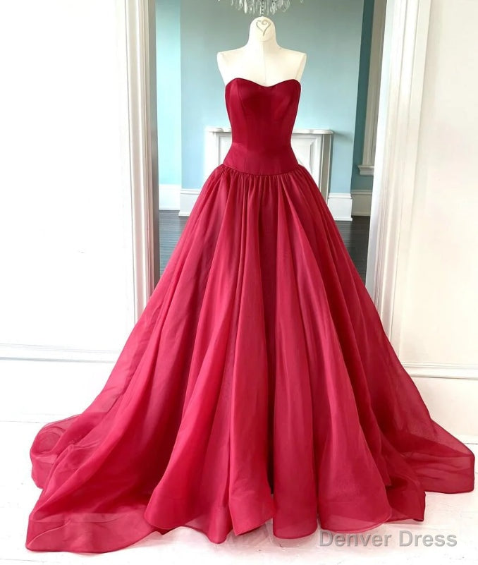 Strapless Open Back Red Long Prom Dresses Main image