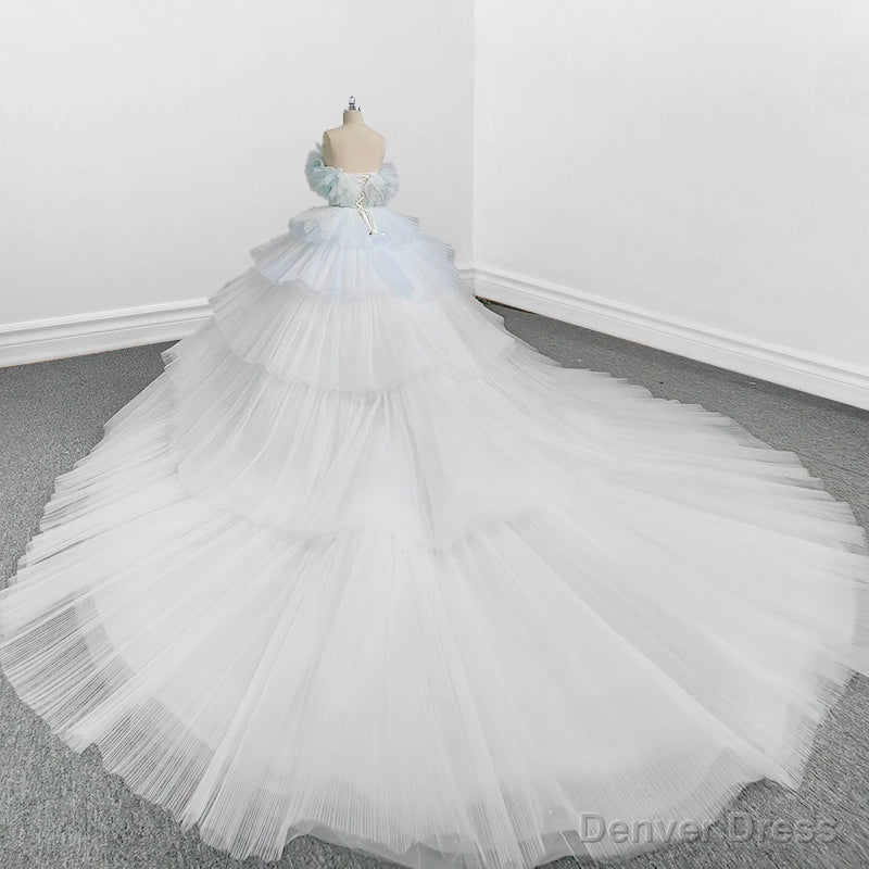 Strapless Quinceanera Dress White Ruffles Ball Gown Evening Dress
