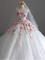 Strapless Runaway Princess Floral Tulle Floor-Length Wedding Dresses