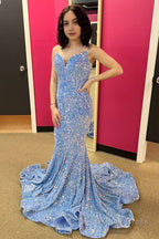 Strapless Sequins Black Mermaid Prom Dresses