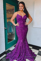Strapless Sequins Black Mermaid Prom Dresses