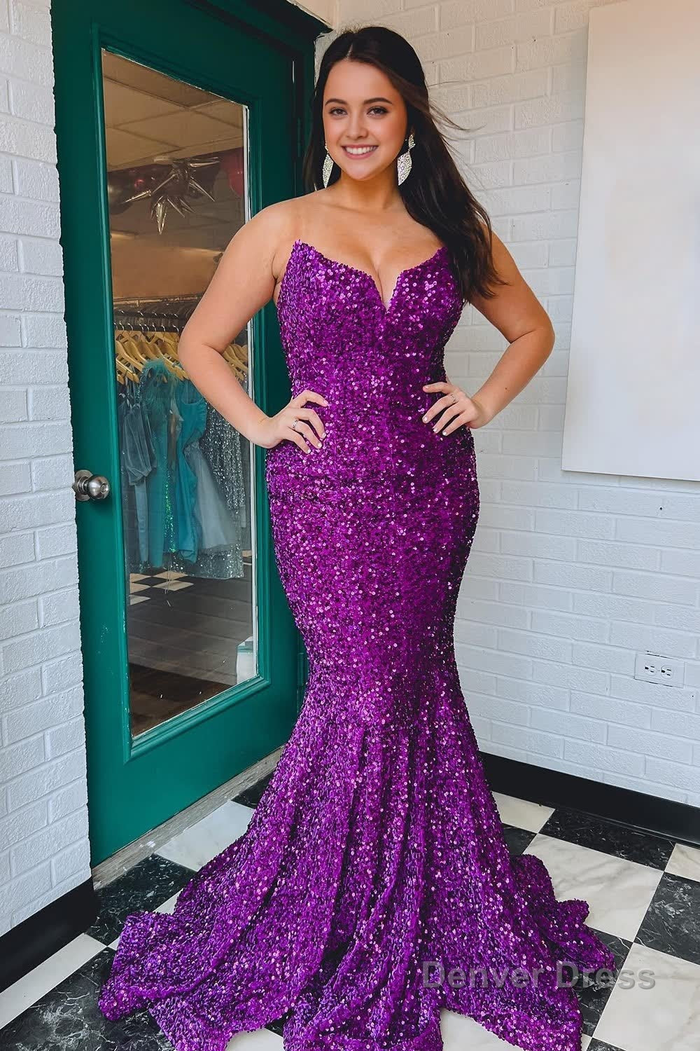 Strapless Sequins Black Mermaid Prom Dresses