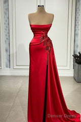 Strapless Sexy Red Mermaid Prom Dress