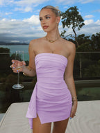 Strapless Spandex Bodycon Homecoming & Cocktail Dress With Slit