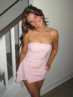 Strapless Spandex Bodycon Homecoming & Cocktail Dress With Slit