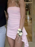 Strapless Spandex Bodycon Homecoming & Cocktail Dress With Slit