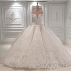 Strapless Sparkle Luxurious Train See through Ball Gown Wedding Dresses