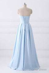 Strapless Stain Prom Dresses With Pockets