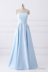 Strapless Stain Prom Dresses With Pockets