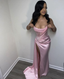 Pink Elegant Strapless High Slit Long Tight Prom Dress