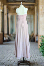 Strapless Sweetheart Bridesmaid Dress Neck A Line Chiffon Maxi Dresses