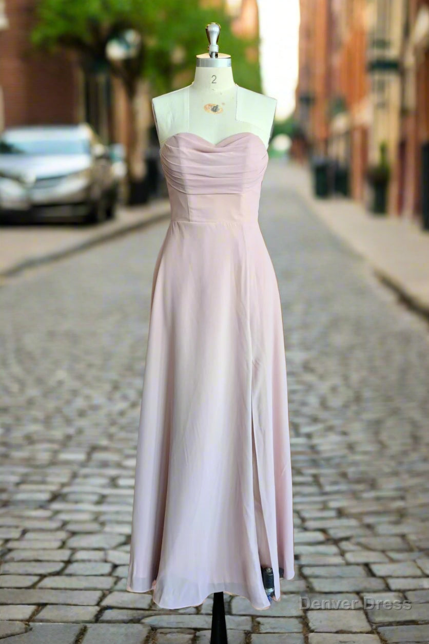 Strapless Sweetheart Bridesmaid Dress Neck A-line Chiffon Maxi Dresses Main image