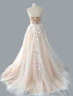 Strapless Tulle Lace Wedding Dresses