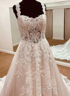 Straps A-Line Lace Wedding Dresses