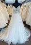 Straps A Line Tulle Lace Wedding Dresses With Beading