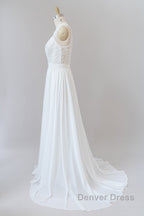 Straps Lace A-line Boho Wedding Dresses