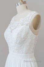Straps Lace A Line Boho Wedding Dresses