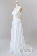 Straps Lace A Line Boho Wedding Dresses