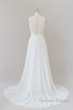 Straps Lace A-line Boho Wedding Dresses